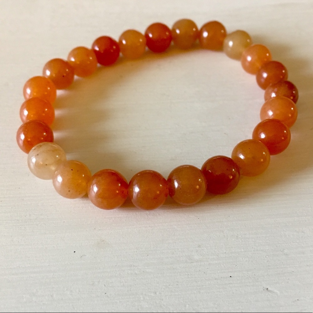 🎀 Stretchy Orange Aventurine Bead Bracelet